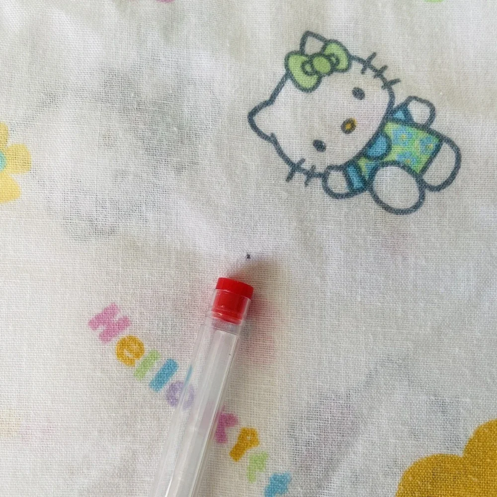 Vintage HELLO KITTY Twin Sheet Sanrio Pastel Flower Fitted Sheet Pink Blue